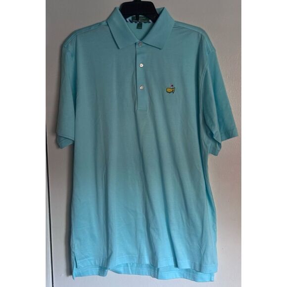 PETER MILLAR Masters  Golf Performance Cotton Polo In Turquoise Size L / NWOT - Picture 2 of 8
